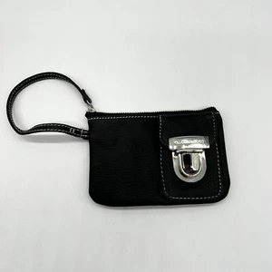 Victoria’s Secret Vegan Faux Leather Wrist Wallet Phone Wallet Black Silver - Picture 1 of 6