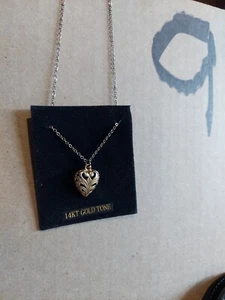 14KT Yellow Gold Tone Heart pendant with chain - Picture 1 of 3
