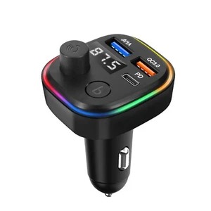 Transmetteur FM Bluetooth avec Chargeur Voiture USB QC 3.0 et USB-C 18W C2 Noir - Photo 1/6