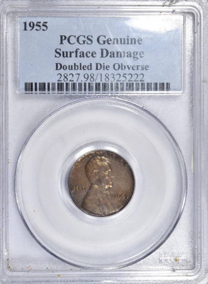¡Centavo Lincoln 1955 doble matriz 1955/1955 DDO!  DETALLES COMO NUEVOS ~ PCGS GENUINO! Foto 1 de 4