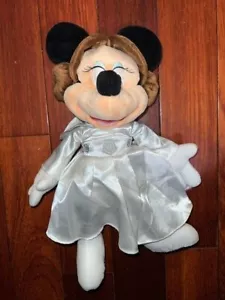 Vestido blanco plateado muñeca de peluche Minnie Mouse princesa Leia parques Disney Star Wars - Imagen 1 de 4