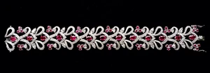 12Ct Oval Cut Simulated Ruby/Diamond Cubic Link Necklace 14K White Gold Plated - Picture 1 of 8