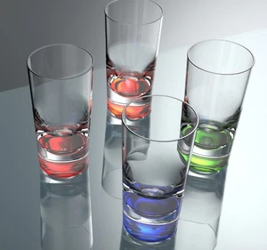 QG 12 oz vetro a goccia colorato in plastica acrilica con base colorata pesante set di 4 - Foto 1 di 4