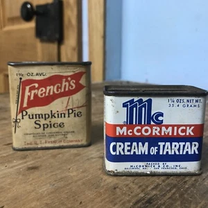 1930's Era French's Pumpkin Pie Spice Tin & McCormick Cream Of Tartar Vintage - Picture 1 of 8