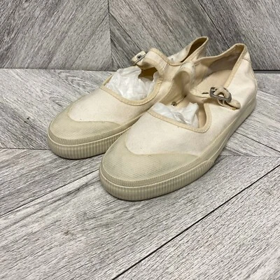 Zapatos planos Mary Jane años 90 punta redonda punta superior hebilla crema rehechos 40 (9-9,5) Foto 1 de 4