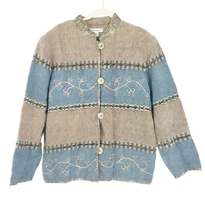 Dressbarn Womens Vintage Artsy Boho Floral Embroidered Tapestry Jacket Size L - Picture 1 of 8