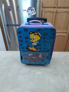 VTG Tweety Bird Looney Tunes rolling roller suitcase carry on Luggage 16X13X7 - Picture 1 of 10