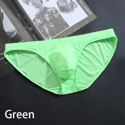 Mens Sexy Ice Silk Low-Rise See-Through Breathable Panties Briefs Underwear Size - Image 1 of 4