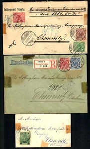 CF5k 3 Covers Turkish Empire Surch. 10 Para  Beirut 1890+  Reg. Hana 1  Wax Seal - Picture 1 of 2