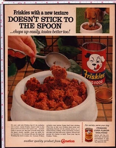 Cuchara cuencos de comida para perros Friskies 1963 lindo anuncio impreso vintage Beagle - Imagen 1 de 1