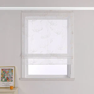 Voile Raffrollo mit Klettband Raffgardine Küche Gardine Transparent Rollo Modern - Bild 1 von 12