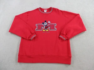 Disney Sweater Womens Extra Large Red Fleece Crewneck Sweatshirt Mickey Mouse - Picture 1 of 10