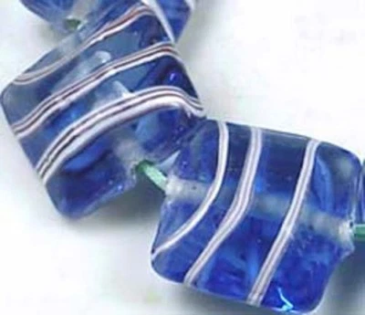 16mm Lampwork Handmand Glass Square Ribbon beads (8) - Image 1 of 2