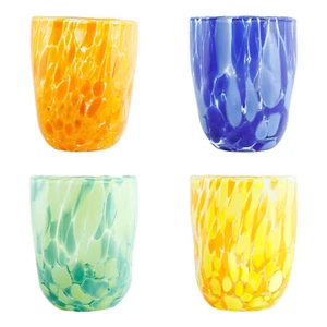 Set of Four 4 Murano Glass Shot Orange Green Yellow Blue Venice Italy Handmade - Picture 1 of 14
