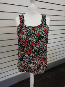 SIMPLY BE LADIES RED / BLUE FLORAL BUTTON FRONT CAMI TOP SIZE 12 NEW (ref 397) - Picture 1 of 3