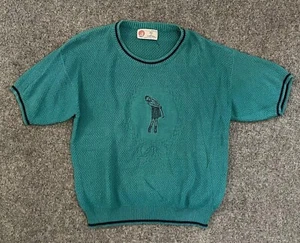 Isle of Cotton Damen Small Strick Golf Pullover Grün Kurzarm Anker - Bild 1 von 3