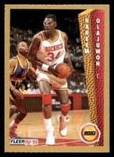 1992 Fleer NBA Red-Hot Stars Golden Magazine Perforated#NNO Hakeem Olajuwon