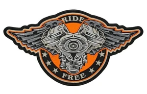 Ride Free Engine Iron-on & Sew-on Back Patch | Motorcycle Biker Outlaw Logo - Picture 1 of 4