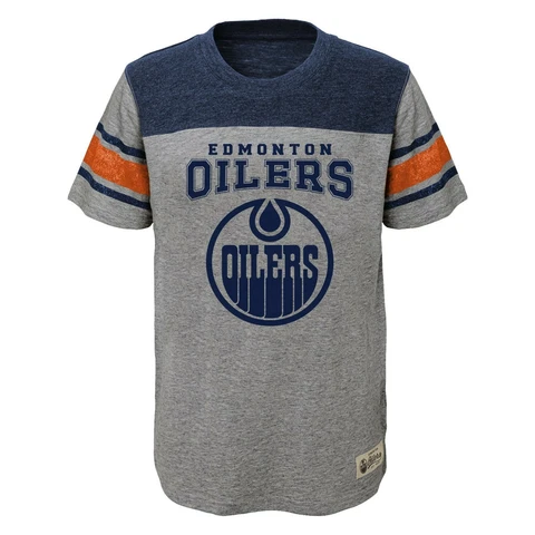 NHL Edmonton Oilers Youth Boys Heritage Short Sleeve Tee, Small(4), Heather Grey Cover