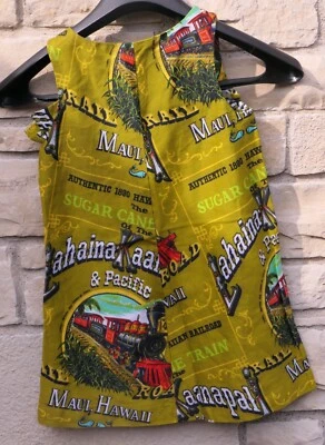 VESTIDO MAUI RARO CAÑA DE AZÚCAR HAWAIANA LAHAINA KAANAPAL Y FERROCARRIL DEL PACÍFICO AÑOS 60 Foto 1 de 4