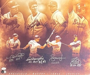 David Justice, Sheffield, Murphy, Jones Signed 16x20 Atlanta Braves Photo JSA - Picture 1 of 2