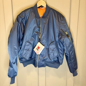 New Fox Outdoor Reversible MA-1 Bomber Jacket Men's Medium Blue/Orange Flight - Picture 1 of 7
