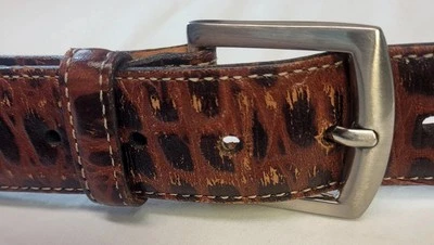 Cinturón Martin Dingman marrón grano de cocodrilo piel de becerro italiana hecho a mano para hombre talla 42 Foto 1 de 4