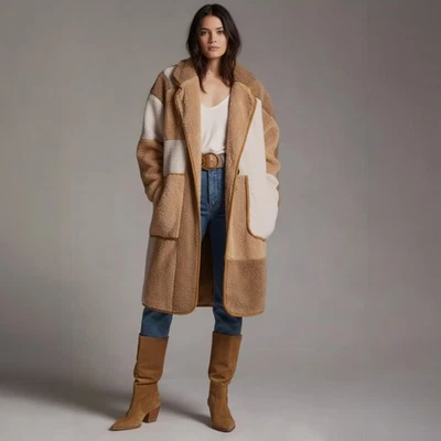 Casaco Sherpa Anthropologie Pilcro Colorblocked tamanho médio - Imagem 1 de 4