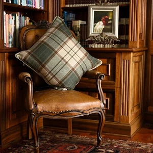 Luxury Plaid Wool Throw Pillow Covers - Pair of 2,  24" - Picture 1 of 5