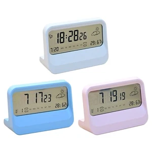 Digital Alarm Clock with Temperature Weather Desk Clock Day of Week Alarm Clocks - Picture 1 of 11