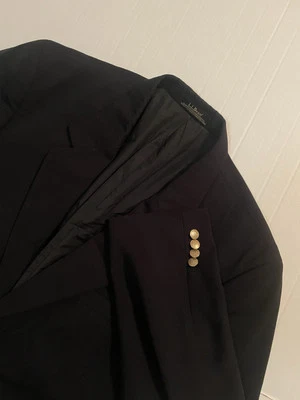 LL Bean Black Microfiber Gold Buttons Sportcoat Jacket Blazer 42R - Image 1 of 4