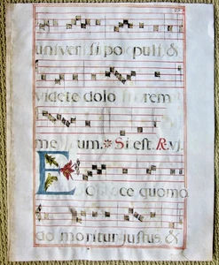 ca.1600 medieval antiphonary manuscript leaf,produced in Spain.#83 - Picture 1 of 2