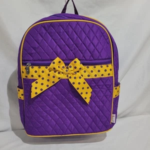 Belvah Zaino Trapuntato Borsa Libro "Monogrammabile" Viola/Giallo Nuovo con etichette - Foto 1 di 12