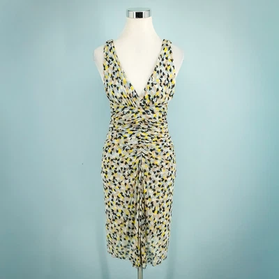 Diane Von Furstenberg Size 4 Aslin Printed Sleeveless Gathered Ruched Silk Dress - Image 1 of 4