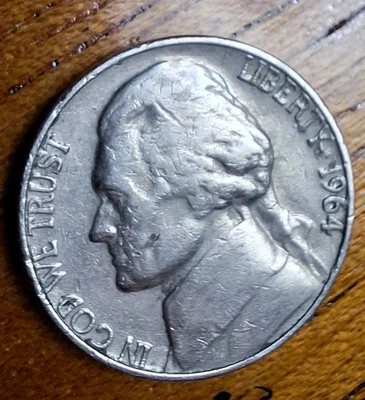 1964  Jefferson Nickel with D, Doubling on Letters, Off center strike - Image 1 of 4