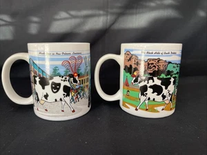 Vintage 2000 Road Trip Cows Coffee Mug Lot Louisiana New Orleans South Dakota - Picture 1 of 6