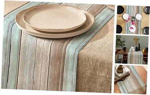 Table Runner Farmhouse Wood Grain Pattern Coffee Table 13"W*78"L Multi Color - Picture 1 of 7