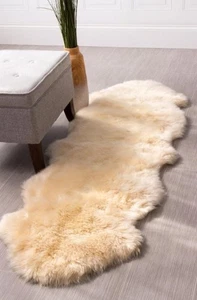 Alfombra de piel de oveja australiana genuina champán 2x6 pies doble piel, felpa, hipoallarge - Imagen 1 de 4