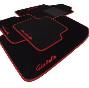 Tappetini Auto per Alfa Romeo Giulietta 2010-2020 Ricamato Bordo Rosso - Picture 1 of 1