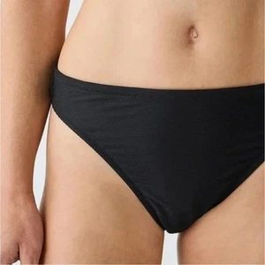 NWT J. Crew Ribbed High-Rise Cheeky Bikini Bottom Black High-Cut Leg Size S - Picture 1 of 10