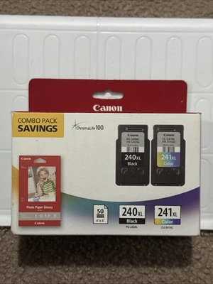 Combo de cartucho de tinta negro y tricolor Canon PG-240XL/CL-241XL/GP con papel fotográfico Foto 1 de 4