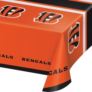 NFL Cincinnati Bengals - Plastic Tablecloth 54"x102" Rectangle #729507 Licensed - Picture 1 of 4