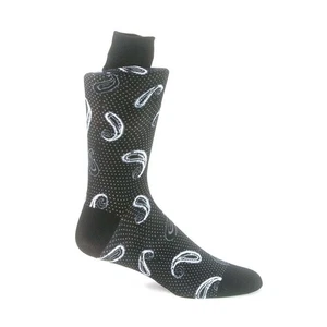 Talia Black & Grey Floral Motif Socks for Men (One Size) - Picture 1 of 2