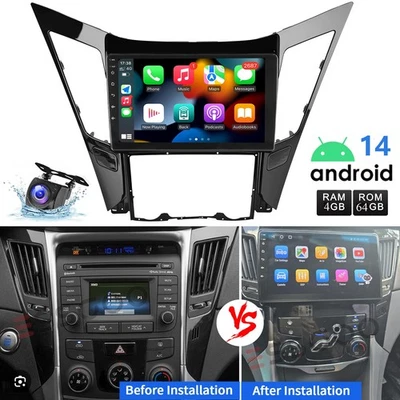 For 2011-2015 Hyundai Sonata Apple CarPlay Car Stereo Radio Android 14 GPS NAVI - Image 1 of 4