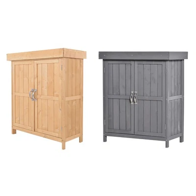 OUTSUNNY Gartenschrank Geräteschrank Geräteschuppen 2 Fächer H88cm Tannenholz