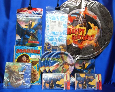 Entrena a tu dragón fiesta 12 platos pancarta servilleta mantel feliz cumpleaños globo Foto 1 de 4