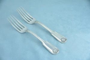 2 Tiffany & Co. Shell &Thread Sterling 6-3/4" Luncheon Dinner Fork No Mono - Picture 1 of 7