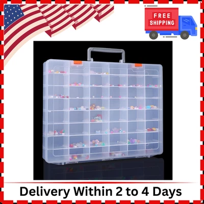 48 Grids Large Clear Plastic Organizer Box with Dividers, Craft - Image 1 of 4