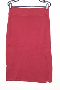 Gonna a tubino midi nuova con etichetta Pact taglia M bordeaux pull on cotone biologico maglia a costine - Foto 1 di 5