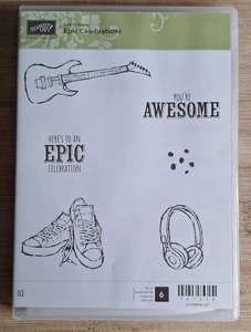 Stampin Up! EPIC CELEBRATIONS Rubber Stamp Set - Pre-owned UNUSED - Picture 1 of 2